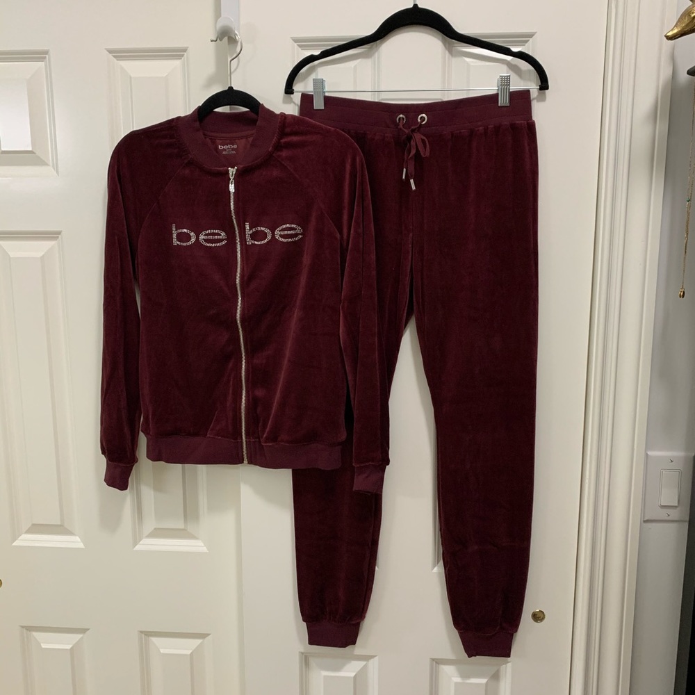 Bebe Maroon Track Suit Set